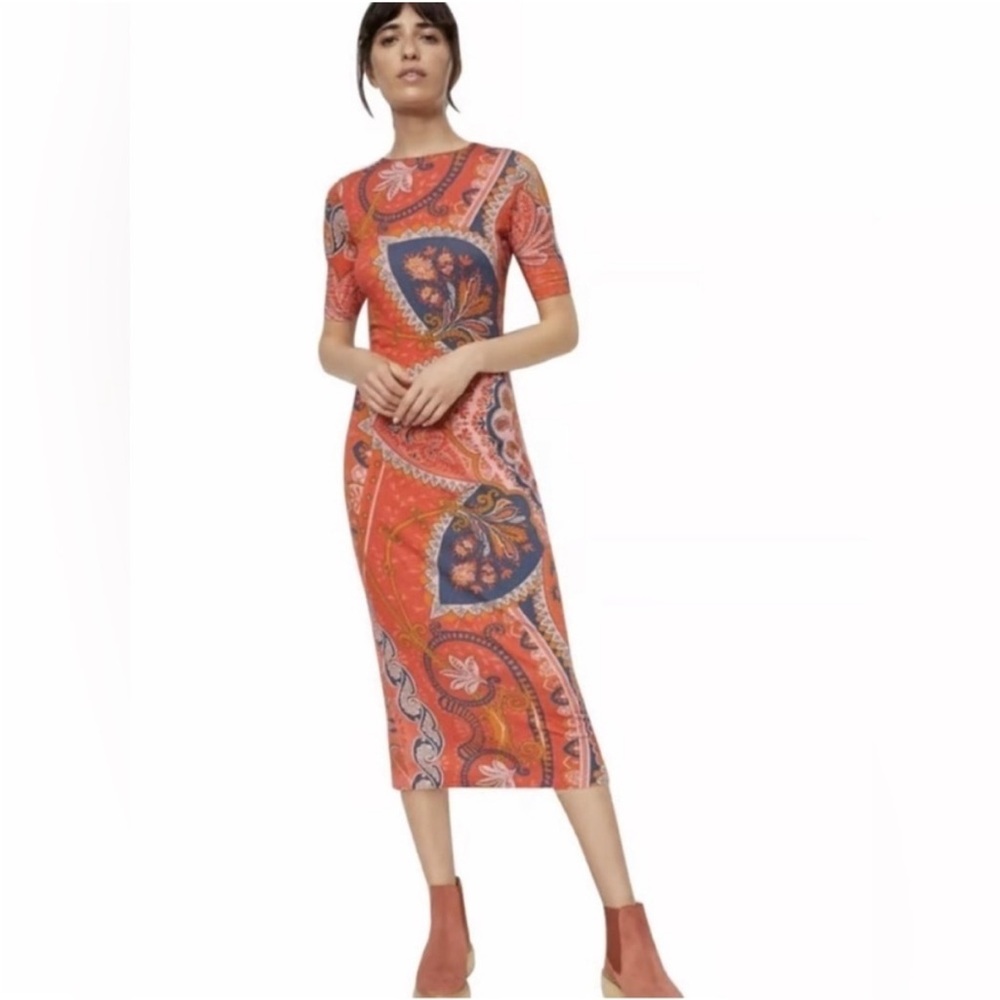 FARM RIO Anthropologie Paisley Bodycon Midi
